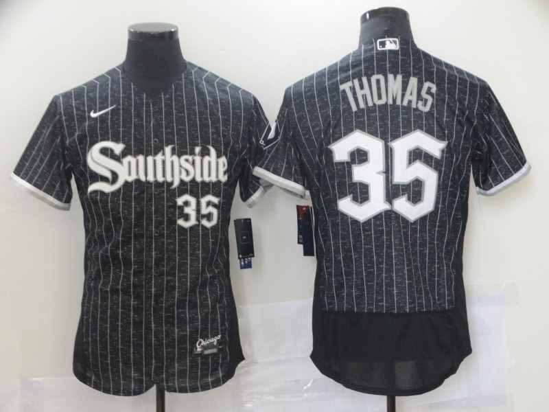 Southside White Sox 35 Frank Thomas Black 2021 City Connect Cool Base Jersey