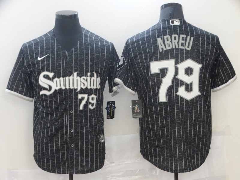 Southside White Sox 79 Jose Abreu Black 2021 City Connect Cool Base Jersey