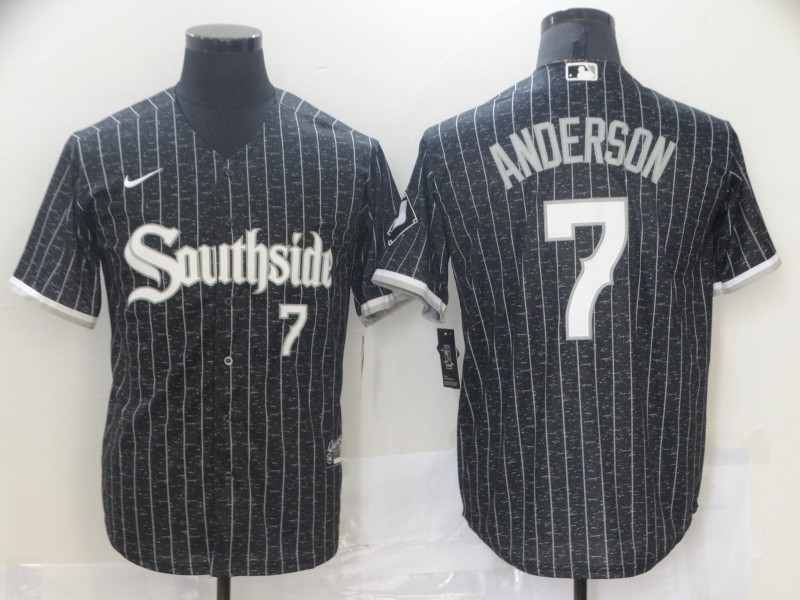 Southside White Sox 7 Tim Anderson Black 2021 City Connect Cool Base Jersey
