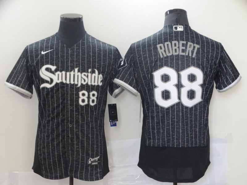 Southside White Sox 88 Luis Robert Black 2021 City Connect Cool Base Jersey