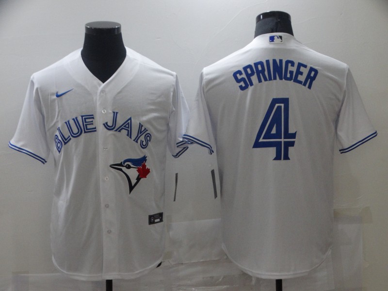 Blue Jays 4 George Springer White  Nike Cool Base Jersey