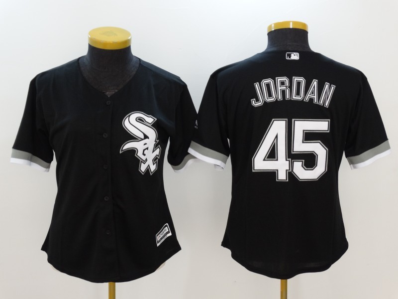 White Sox 45 Michael Jordan Black Women Cool Base Jersey