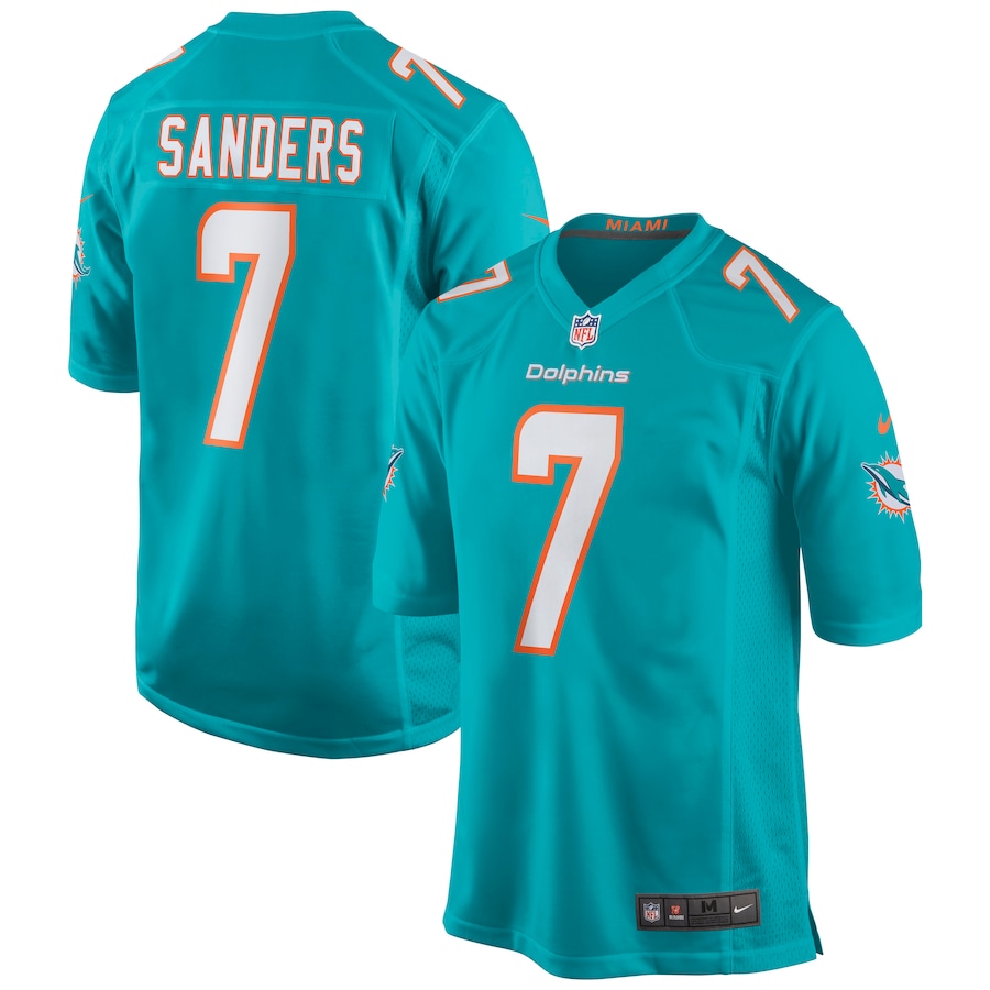 Nike Dolphins 7 Jason Sanders Aqua Jerseys