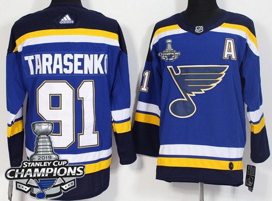 Youth St Louis Blues #91 Vladimir Tarasenko Blue 2019 Stanley Cup Champions Jersey