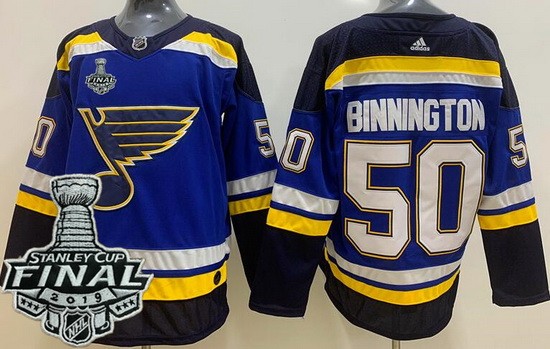 Youth St Louis Blues #50 Jordan Binnington Blue 2019 Stanley Cup Finals Jersey