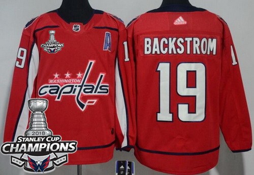 Youth Washington Capitals #19 Nicklas Backstrom Red 2018 Champions Jersey
