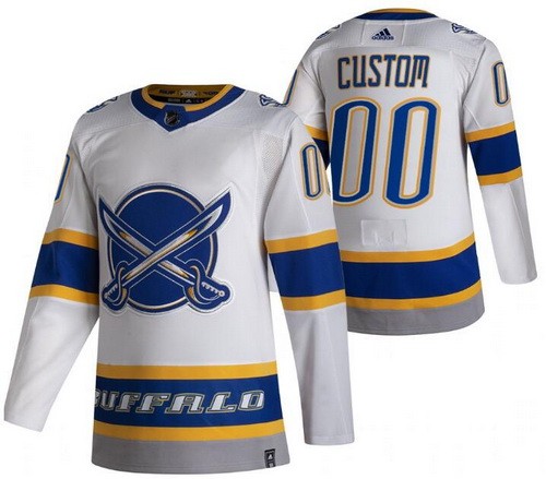 Men's Buffalo Sabres Customized White 2021 Reverse Retro Authentic Jersey
