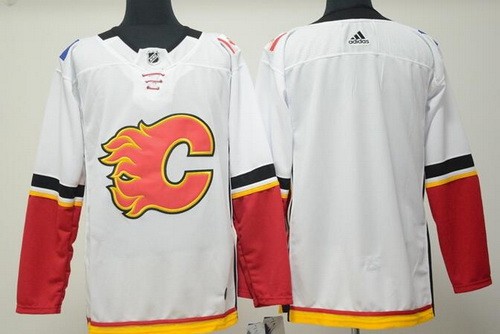Youth Calgary Flames Customized White Authentic Jersey