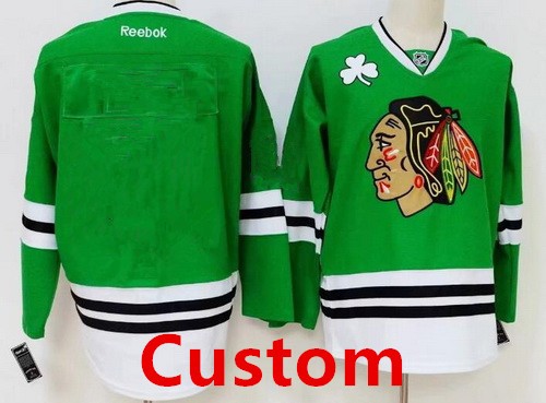 Men's Chicago Blackhawks Customized Green Reebok Jersey