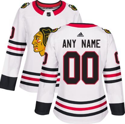 Women's Chicago Blackhawks Customized White Authentic Jersey