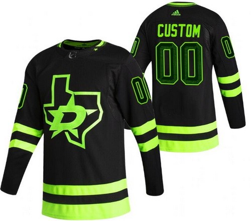 Men's Dallas Stars Customized Black 2021 Alternate Authentic Jersey