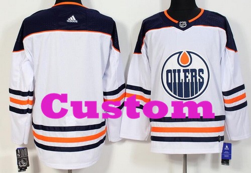 Men's Edmonton Oilers Customized White Authentic Jersey