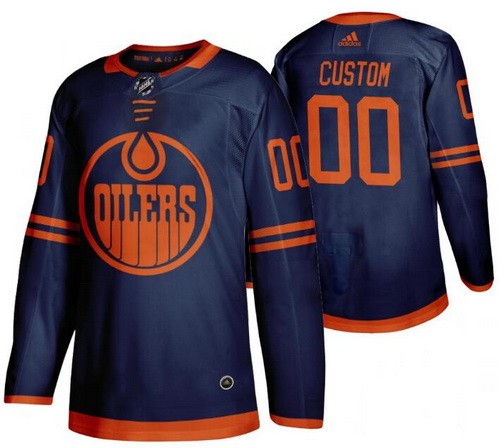 Men's Edmonton Oilers Customized Navy Alternate Authentic Jersey