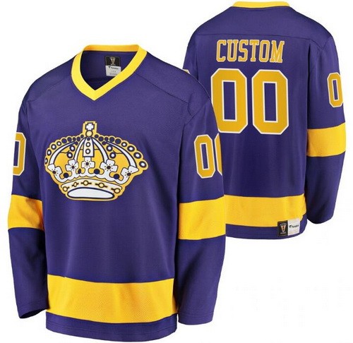 Men's Los Angeles Kings Customized Purple Throwback Jersey