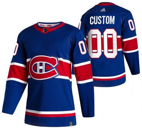 Men's Montreal Canadiens Customized Blue 2021 Reverse Retro Authentic Jersey