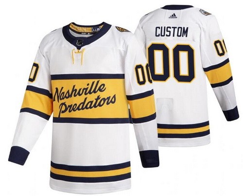 Men's Nashville Predators Customized White 2020 Winter Classic Authentic Jersey