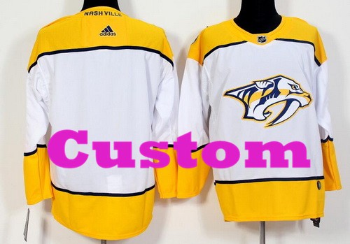 Men's Nashville Predators Customized White Authentic Jersey