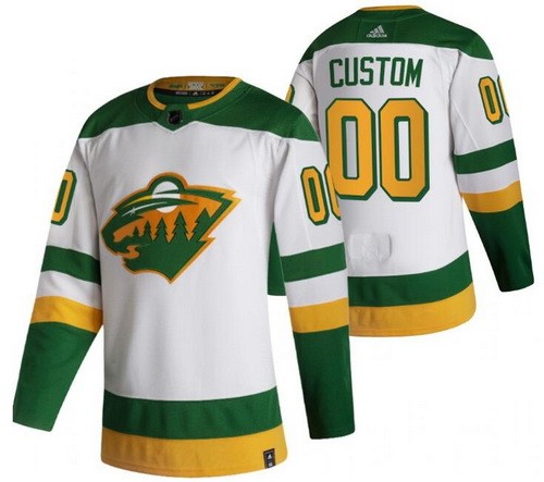 Men's Minnesota Wild Customized White 2021 Reverse Retro Authentic Jersey
