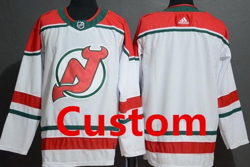 Men's New Jersey Devils Customized White Alternate Authentic Jersey