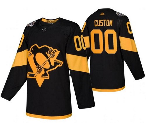Men's Pittsburgh Penguins Customized Black 2019 Stadium Series Authentic Jersey