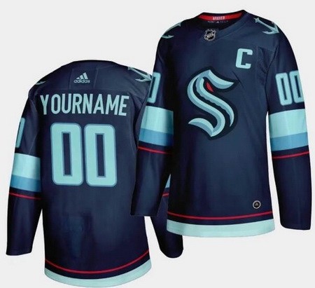 Women's Seattle Kraken Customized Navy Home Authentic Jersey
