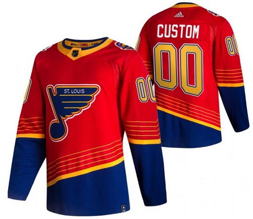 Men's St Louis Blues Customized Red 2021 Reverse Retro Authentic Jersey