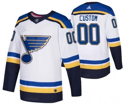 Men's St Louis Blues Customized White Authentic Jersey