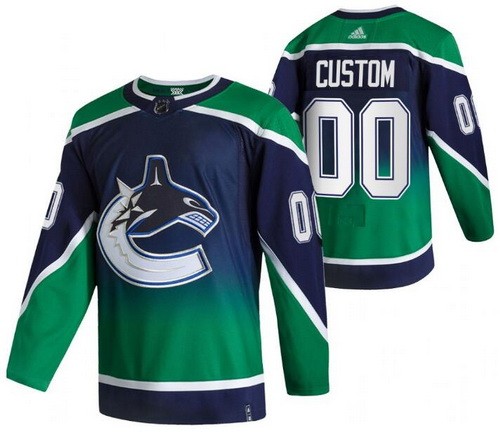 Men's Vancouver Canucks Customized Blue 2021 Reverse Retro Authentic Jersey