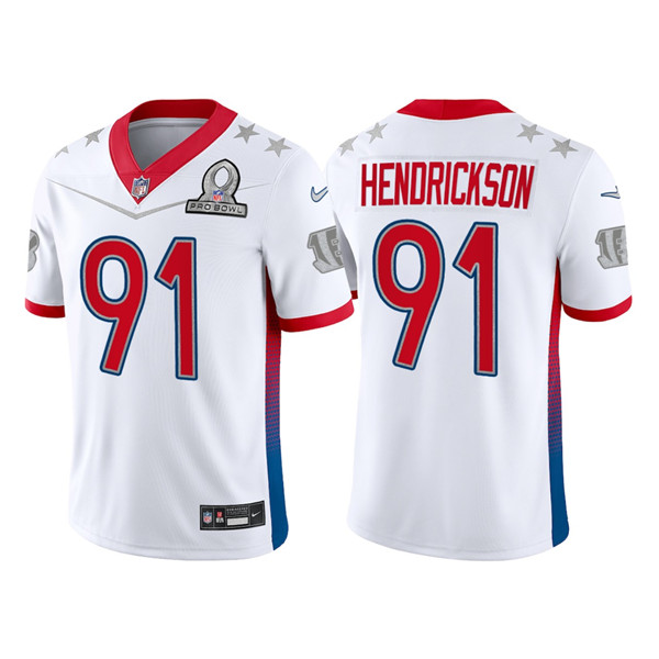 Cincinnati Bengals Customized#91 Trey Hendrickson 2022 White AFC Pro Bowl Stitched Jersey