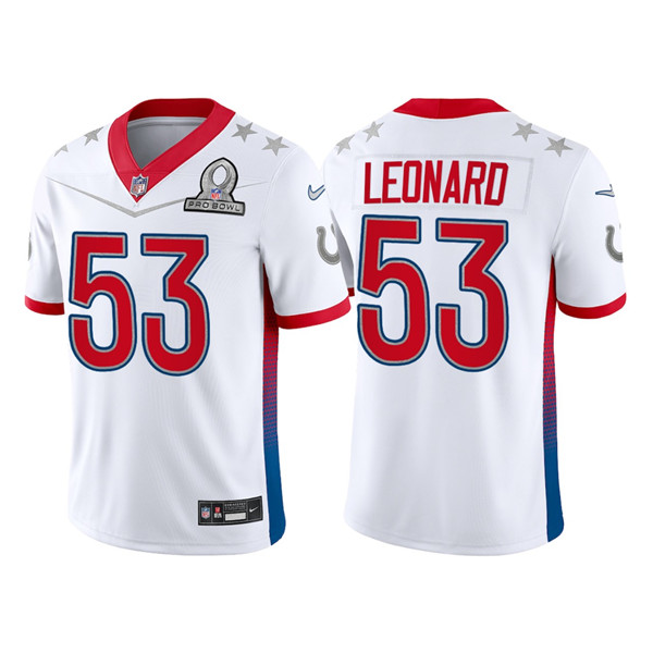 Indianapolis Colts Customized#53 Darius Leonard 2022 White AFC Pro Bowl Stitched Jersey