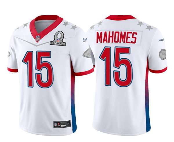 Kansas City Chiefs Men's #15 Patrick Mahomes 2022 White Pro Bowl Stitched Jersey