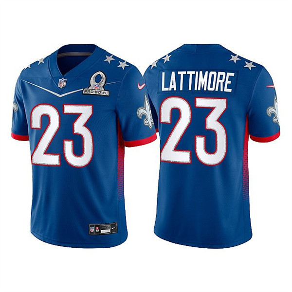 New Orleans Saints Customized#23 Marshon Lattimore 2022 Royal Pro Bowl Stitched Jersey