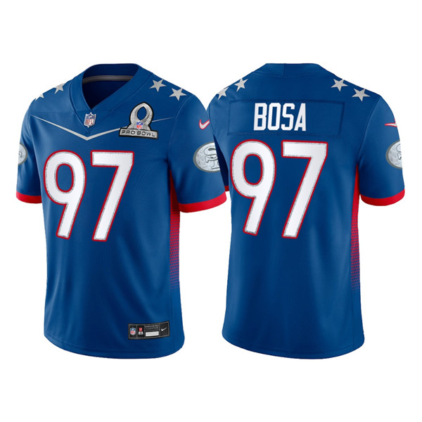 San Francisco 49ers Customized#97 Nick Bosa 2022 Royal NFC Pro Bowl Stitched Jersey