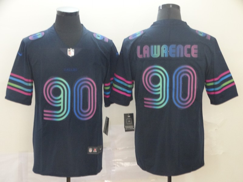 Men Dallas Cowboys #90 Demarcus Lawrence Navy Vapor Limited City Edition Jersey