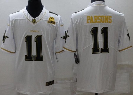 Men's Dallas Cowboys #11 Micah Parsons Limited White Gold 60th Anniversary Vapor Jersey