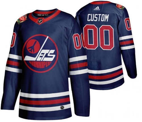 Men's Winnipeg Jets Customized Navy 2019 Heritage Classic Authentic Jersey