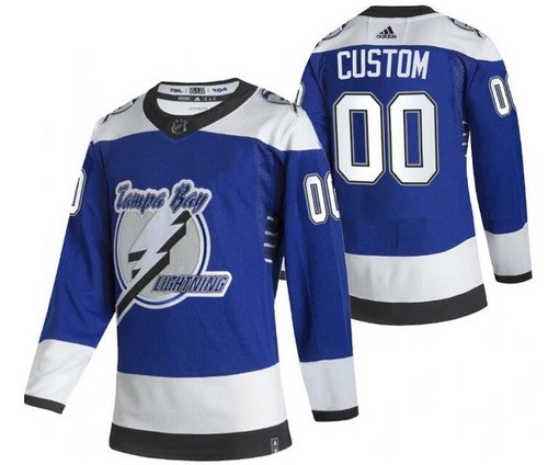 Men's Tampa Bay Lightning Customized Blue 2021 Reverse Retro Authentic Jersey