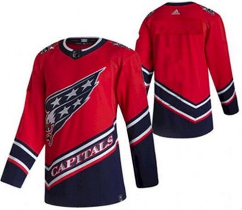 Men's Washington Capitals Customized Red 2021 Reverse Retro Authentic Jersey