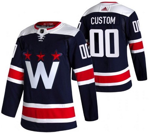 Men's Washington Capitals Customized Navy 2021 Alternate Authentic Jersey