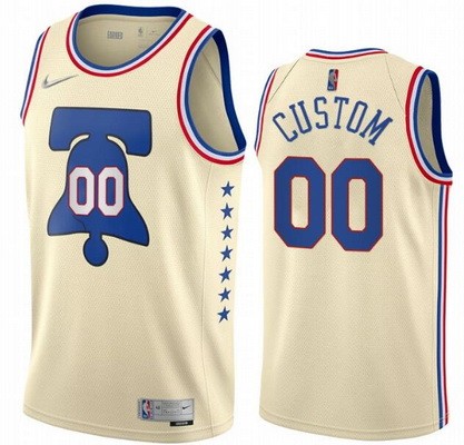 Philadelphia 76ers Customized Cream 2021 Earned Stitched Swingman Jersey