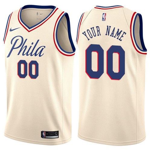 Philadelphia 76ers Customized Cream City Icon Swingman Nike Jersey