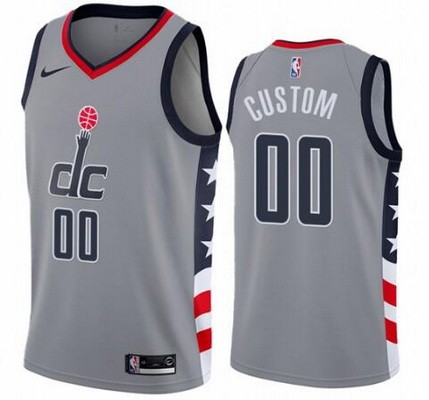 Washington Wizards Customized Gray City Stitched Swingman Jersey