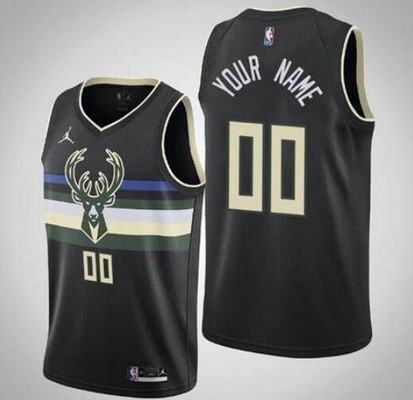 Milwaukee Bucks Customized Black Statement Stitched Swingman Jersey