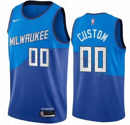 Milwaukee Bucks Customized Blue 2021 City Stitched Swingman Jersey