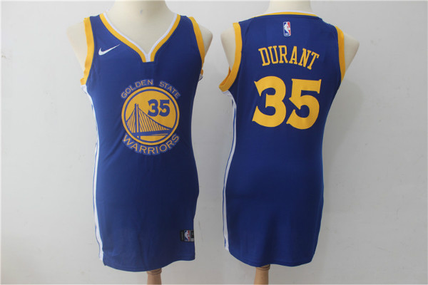 Warriors 35 Kevin Durant Blue Women Nike Swingman Jersey