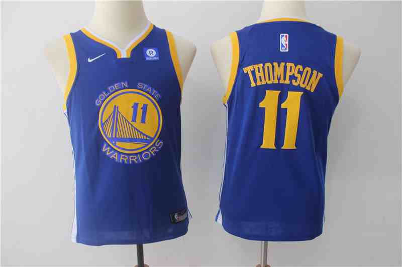 Warriors 11 Klay Thompson Blue Youth Nike Swingman Jersey