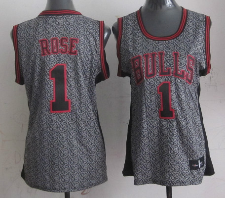 Bulls 1 Rose Grey Snow Women Jersey