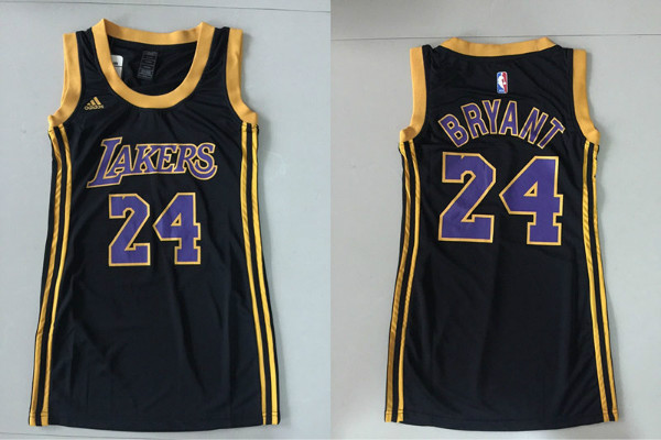 Lakers 24 Kobe Bryant Black Women Replica Jersey