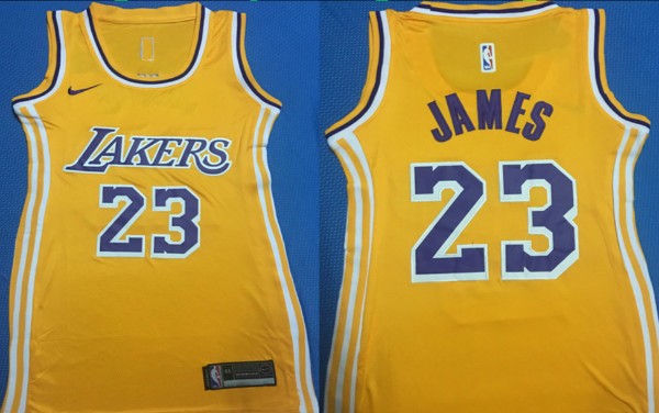 Lakers 23 Anthony Davis Yellow Women Nike Swingman Jersey