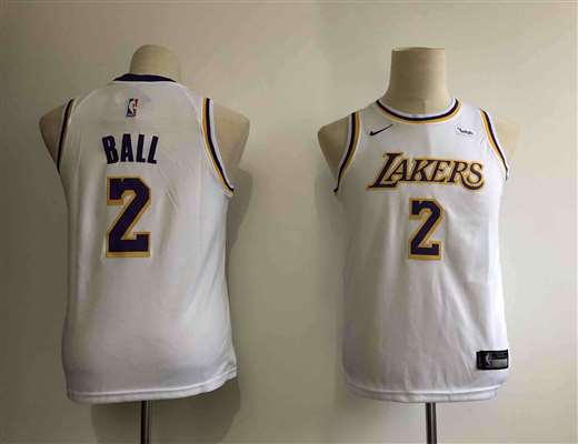 Lakers 2 Lonzo Ball White Youth 2018-19 Nike Swingman Jersey